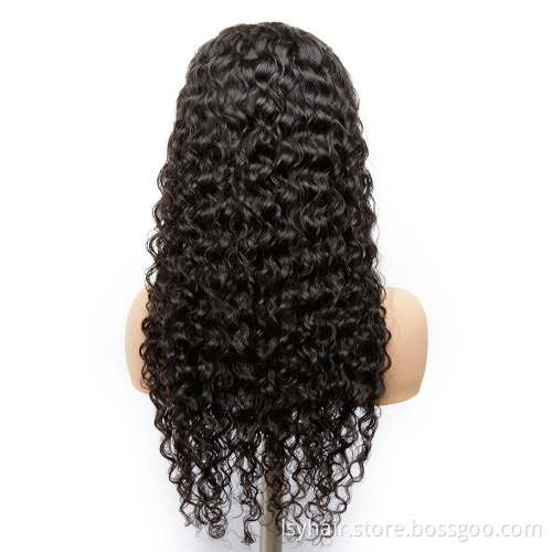 Transparent Lace 28 Inch Water Wave Full Lace Wig,Perruque Peruvian Full Lace Wigs Human Hair,180% Density Lace Wig With Bangs